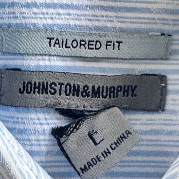 JOHNSON & MURPHY Tailored Fit Long Sleeve Floral Striped Button Down Shirt Sz L - Picture 6 of 13